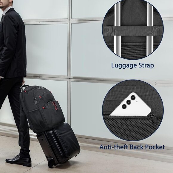 Travel Laptop Backpack 17.3"inch Computer Backpack Business College - Picture 3 of 7